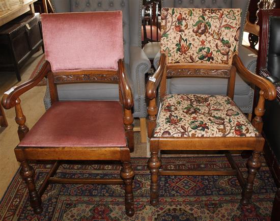 Pair of oak elbow chairs